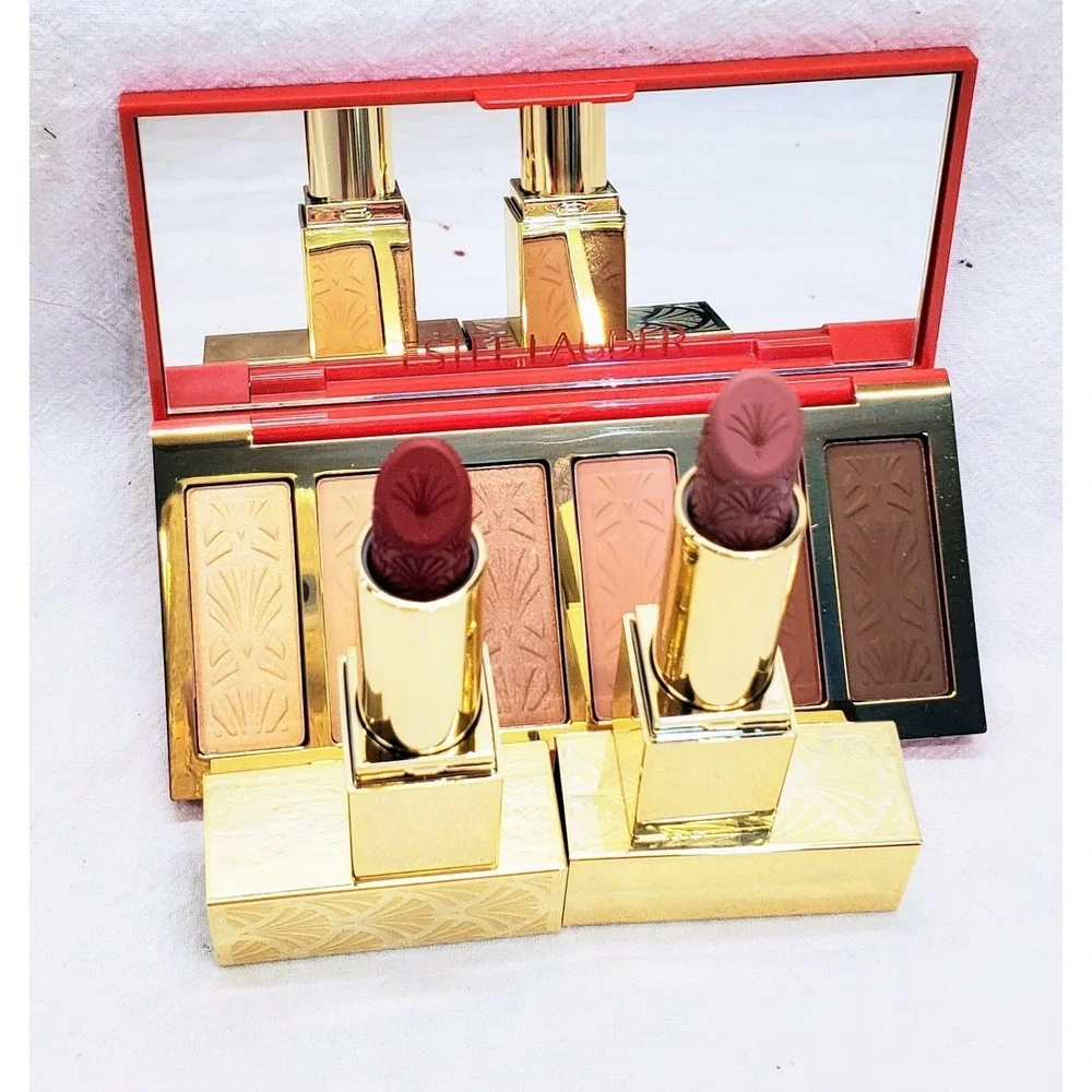 NEW Estee Lauder 2024 Ltd Ed. Pure Color Eyeshadow Palette 2 Full Lipstick + Bag